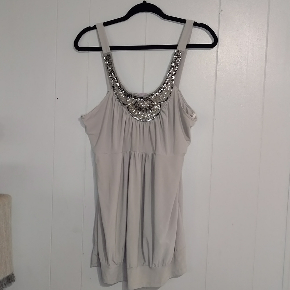 Pinkeli Beaded Sleeveless Tank Top